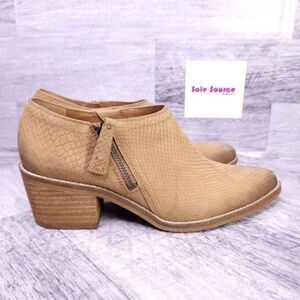 Zodiac Margot Snake Embossed Leather Western Ankle Boot Brown Women's sz 6.5 NEW